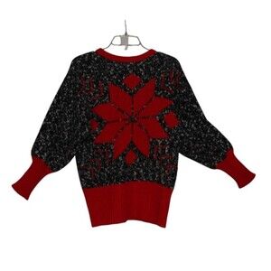 Vintage Reference Point Christmas Pullover Sweater Winter Poinsettia Women's Med
